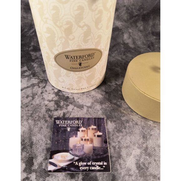 Waterford Fine Candles Opalescent Glass Fill Candle With Lid 9.5 Oz Burn Time 50 - Picture 4 of 4